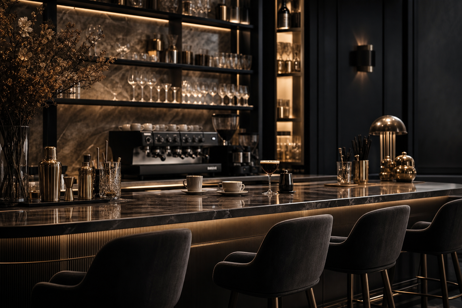 Moderní cocktail a café bar v prémiovém stylu